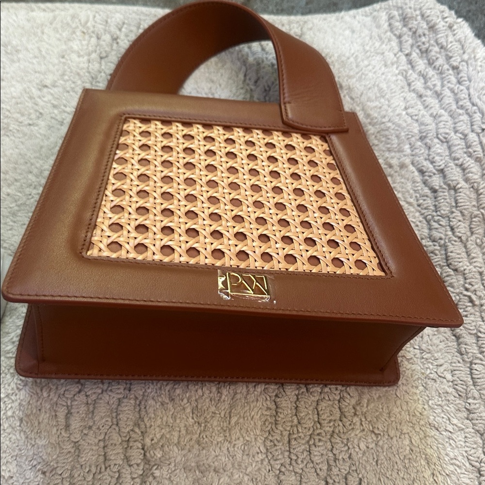 Parisa Wang Brown Woven Accent Handbag - Picture 7 of 7